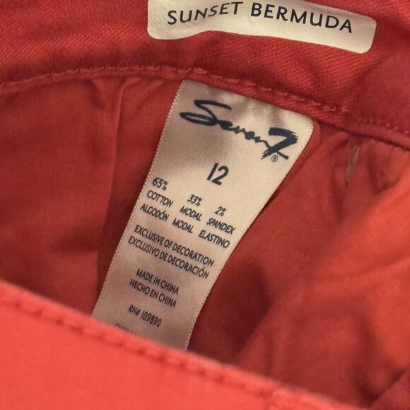 Seven7 Womens Sunset Bermuda Pink  Denim Shorts Size 12 Cotton Blend - Picture 5 of 11